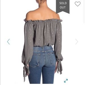 off the shoulder metallic detail vintage havana